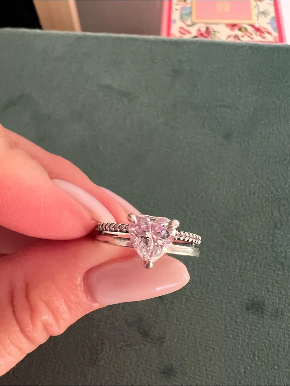 Pandora Sterling Silver Double Band Heart Ring